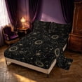 thumbnail image 2 of Homewish Boho Sun and Moon Queen Sheets, Black Gold Astrology Queen Sheet Sets, 4 Pieces, 1 Flat Sheet, 1 Fitted Sheet and 2 Pillowcases, 2 of 6