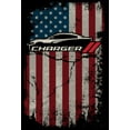 thumbnail image 3 of JH Design Men's Dodge Charger T-Shirt American Flag Black Crew Neck Shirt, 3 of 6