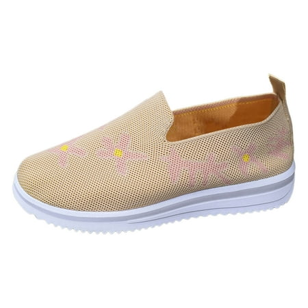 

nsendm Female Shoes Adult Shoes for Women Casual Comfortable Socks Shoes Breathable Plus Size Lightweight Running Shoes Womens Dress Casual Shoes Beige 8.5