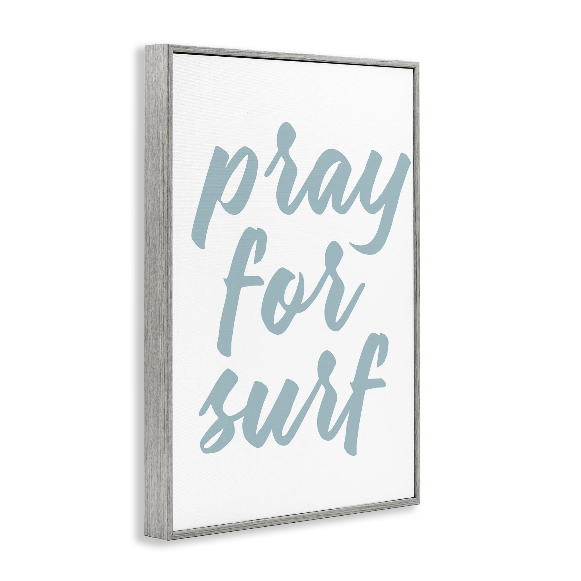 Stupell Industries Pray For Surf Typography Painting Gray Framed Art Print Wall Art, 20 x 30