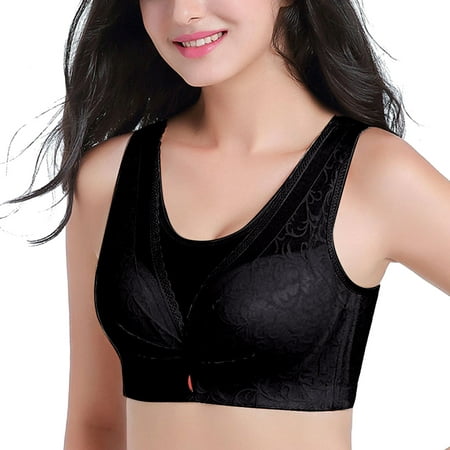 

LEEy-World Bras for Women Support Wireless Bra Lace Bra with Stay-in-Place Straps Full-Coverage Wirefree Bra Tagless for Everyday Wear Black 40/90E