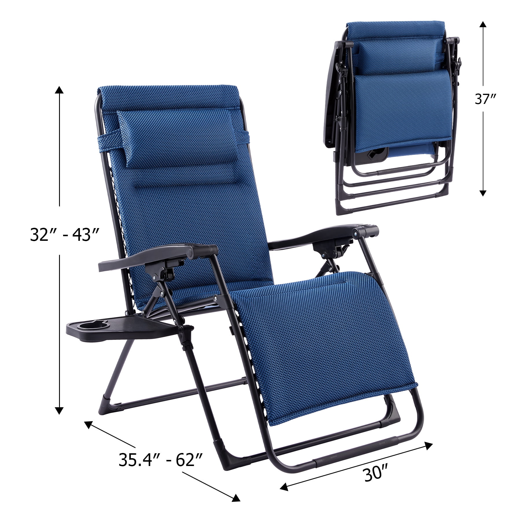 Set Of 2 Zero Gravity Chairs Oversized Patio Recliners Hold 350 Lbs Blue Walmart Com Walmart Com