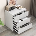 thumbnail image 5 of Nightstand with 3 Drawer, Bedside Table for Bedroom Living Room, Modern Wooden Chest Cabinet with Storage, 23''W, White, 5 of 9