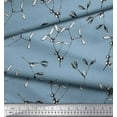 thumbnail image 2 of Soimoi Blue Cotton Cambric Fabric Berries Leaves Print Fabric by the Yard 56 Inch Wide, 2 of 3