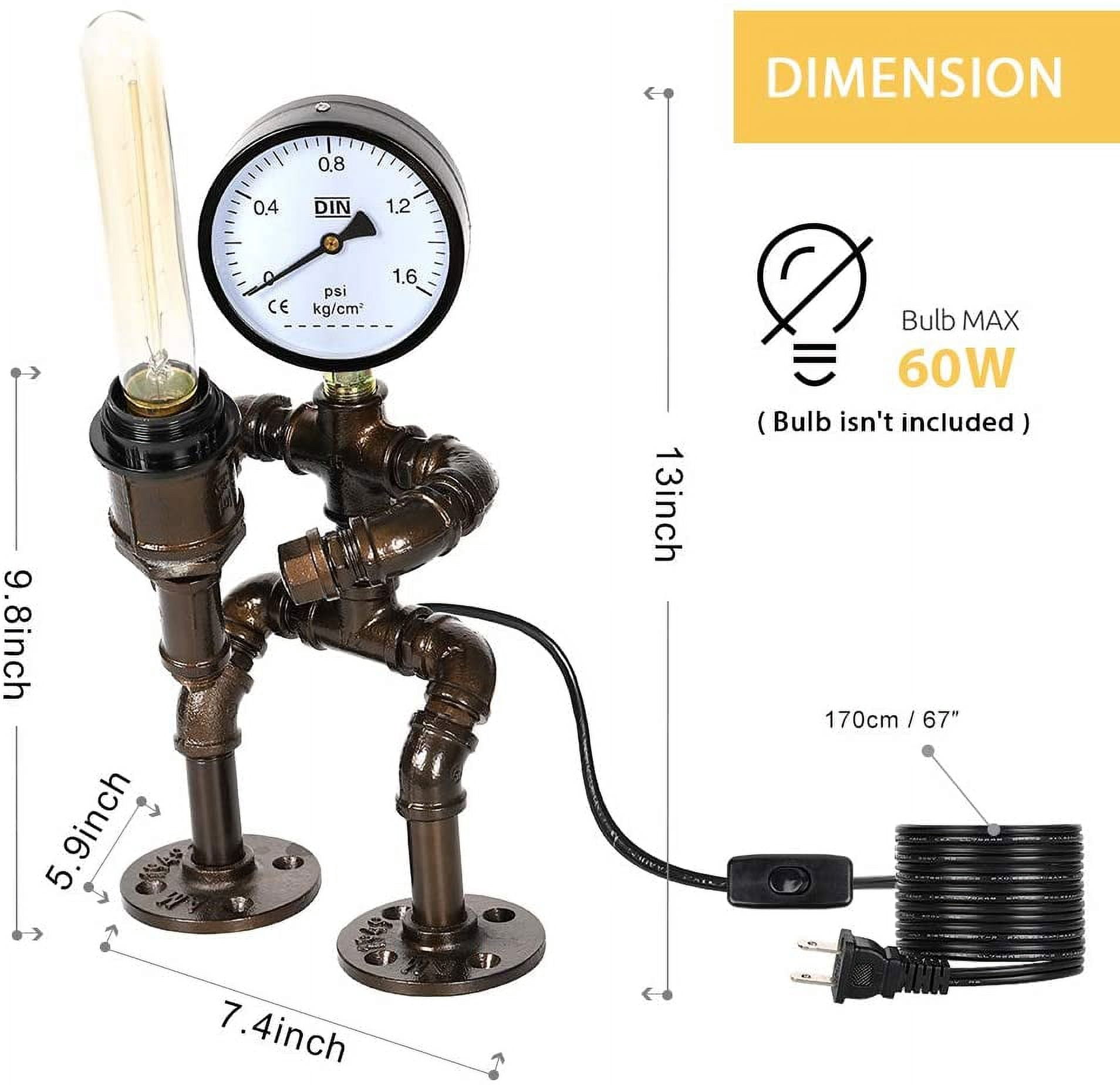 Industrial Bronze Table Lamp, Retro Steam Punk Robot Lamp