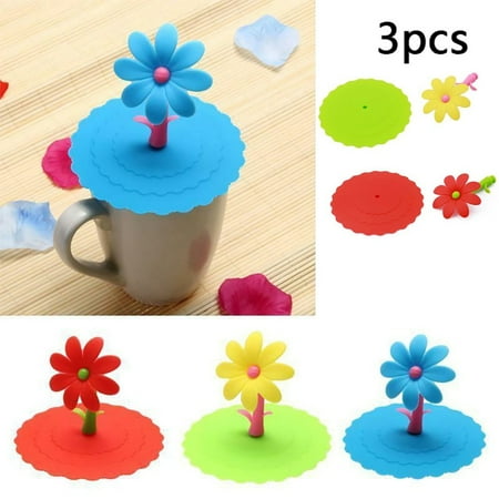 

3Pcs Silicone Cup Lid Glass Drink Cover Anti-Dust Coffee Seal Mug Suction