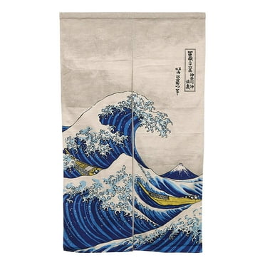 Japanese Noren Curtain Tapestry The Great Wave Off Kanagawa Mount Fuji 59.25"L