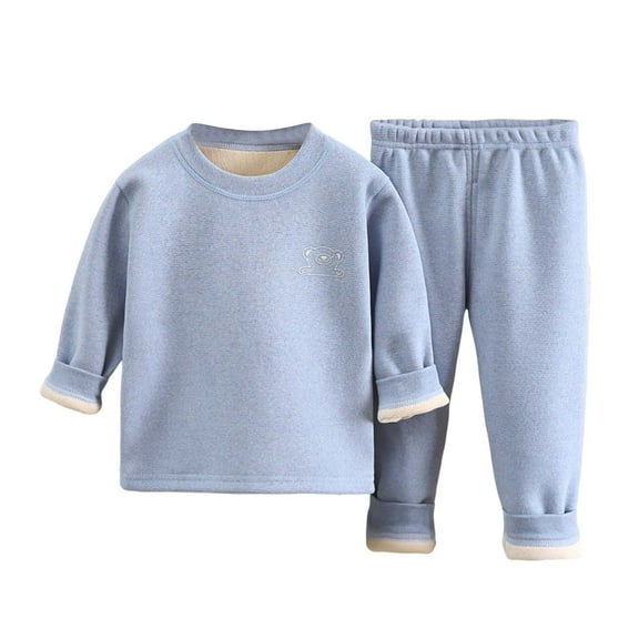 Hessimy Unisex Toddler Spring Summer 3M-12Y Solid 2Pcs Soft Everyday Sleepwear Pajamas, Unisex Comfort, 3M-12Y(Blue,3-4 Years)