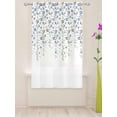 Blue Grey Flower White Background Tulle Living Room ration Transparent