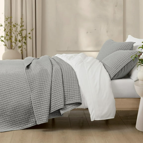Wonderful 100% Cotton Jersey Detailed Channel Stitch All-Season Reversible 3-Piece Quilt Set