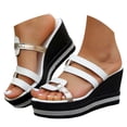 thumbnail image 3 of Xijirk Women Summer Platform Sandals Wedge Heel Beach Casual Shoes Non Sole Design Women Sandals for Comfortable Walking Yoga Outfit and Use,White,9, 3 of 9