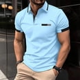 thumbnail image 2 of Huresd Men's Golf Polo Shirts Short Sleeve Collar Shirt Light Blue 3XL, 2 of 5