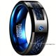 thumbnail image 2 of Stunning 8MM Wide Dragon Pattern Blue Carbon Fiber Men's Tungsten Ring - USA Size 7-14, 2 of 4