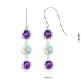 thumbnail image 2 of Gem Stone King 925 Sterling Silver Purple Amethyst and White Simulated Opal 3 Stone French Wire Dangle Earrings for Women (2.90 Cttw, Gemstone February Birthstone, Round 5MM), 2 of 2