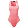 thumbnail image 2 of A2Y Women's Fashion Basic Premium Cotton Racerback Tank Body Suit Bright Pink S, 2 of 5