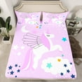 thumbnail image 6 of Erosebridal Unicorn Stars Sheet Set Twin,Geometric Stripes Bedding Sets Twin Size,Dreamy Princess Twin Sheet Sets,Super Cozy Cartoon Room Decor,3pcs, 6 of 7