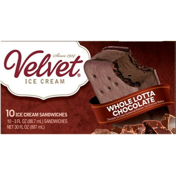 Velvet Whole Lotta Chocolate Ice Cream Sandwiches, 10 Count, 30 fl oz