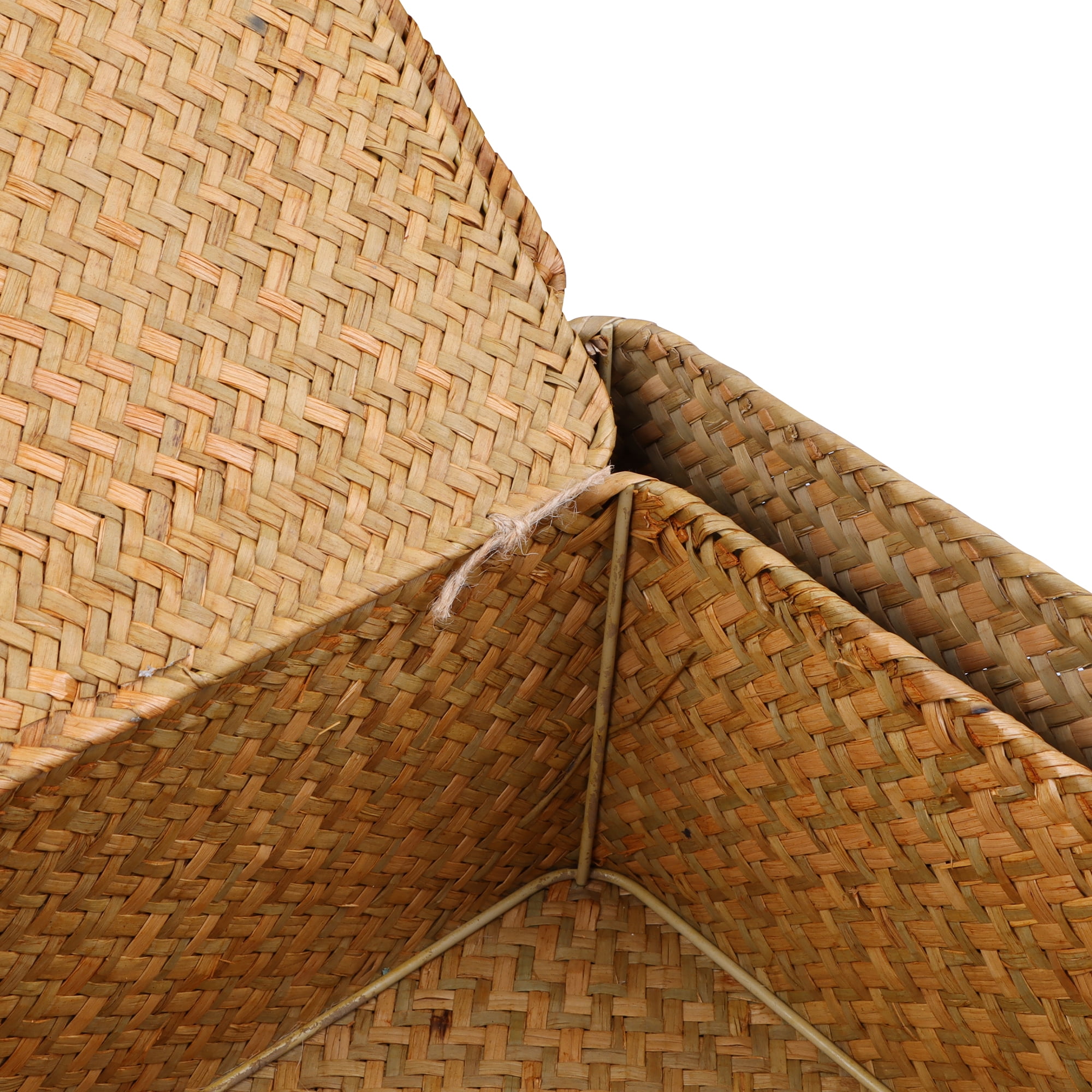 BlueMake 4Pcs Wicker Storage Baskets with Lids Seagrass Woven Baskets for Shelves Stackable Storage Boxes for Organizing Rattan Bins - Natural