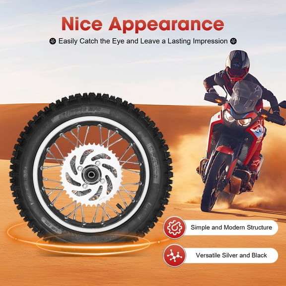 12" Rear Tire Wheel 80/100-12 Tire Rim For Dirt Pit Bike 110cc 70cc 125cc Apollo for Dirt Bikes, Pit Bikes