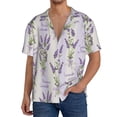 thumbnail image 3 of Vsdgher Lavender Flowers Print Men's Wrinkle Free Untucked Cuban Shirt Business Casual Button Down Shirts Short Sleeve Shirt, 3 of 7