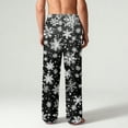 thumbnail image 3 of Fabrcox Men's Big and Tall Pj Pants Elastic Waist Wide Leg Pj Pants Christmas Snowflake Printed Casual Baggy Loose Christmas Pajama Pants Black L, 3 of 5