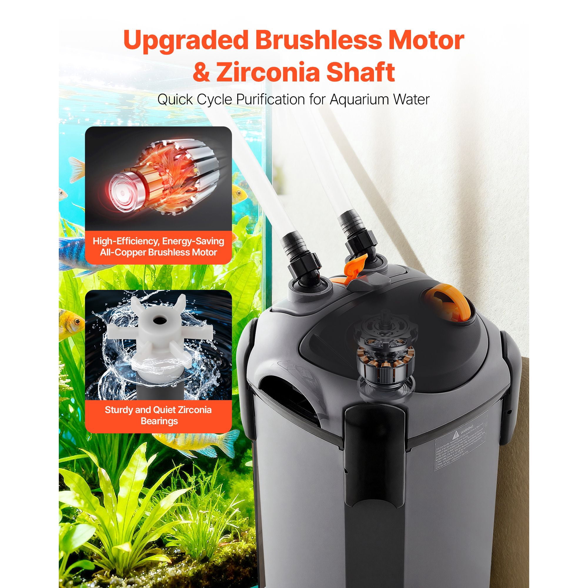 224.5GPH Canister Filter, 3-Stage External Aquarium Filter with Powerful Pump, Quite Water Circulation Cleaning Machine with Media for Fish Tanks and Aquariums Up to 55 Gallons, for Freshwater
