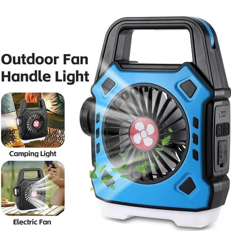 

outdoor fans for patios battery powered gardening gifts camping fan portable with light adjustable lighting and usb rechargeable quiet motor strong wind versatile hanging design