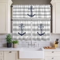 thumbnail image 2 of Grey Stripes Curtain Valances Set Anchor Nautical Geometric Kitchen Curtains 24&nbsp;inch Length Rod Pocket Valance and Tiers 3 Piece Set Small Bedroom Bathroom Laundry Decor, 2 of 9