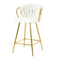 thumbnail image 3 of 2 Modern Bar Chair Ensemble, Gold Legs, White Linen Seat For Kitchen, Dining, Cafe, Bar, Restaurant, Ergonomic, Base, Adjustable Slip Foot, Abundant Seating, Waterproof, Easy To Polish Of 2 High, 3 of 7