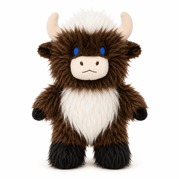 Highland Cow Stuffed Animal Plush, Soft Shaggy Cow Plush Toy with Horns, Cute Farm Animal Pillow, Highland Cow Gift for Cow Lovers, Brown