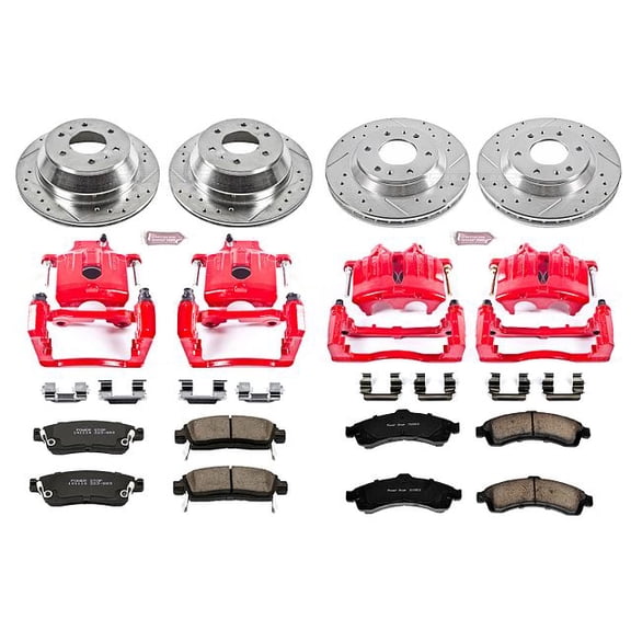 PowerStop Front and Rear Z23 Evolution Sport Brake Pad and Rotor Kit with Red Powder Coated Calipers Fits: BUICK CHEVROLET GMC ISUZU OLDSMOBILE Select Models KC2058