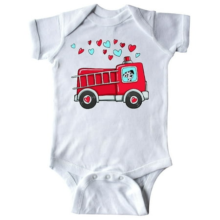 

Inktastic Valentine Fire Truck with Cute Dalmatian and Hearts Gift Baby Boy or Baby Girl Bodysuit