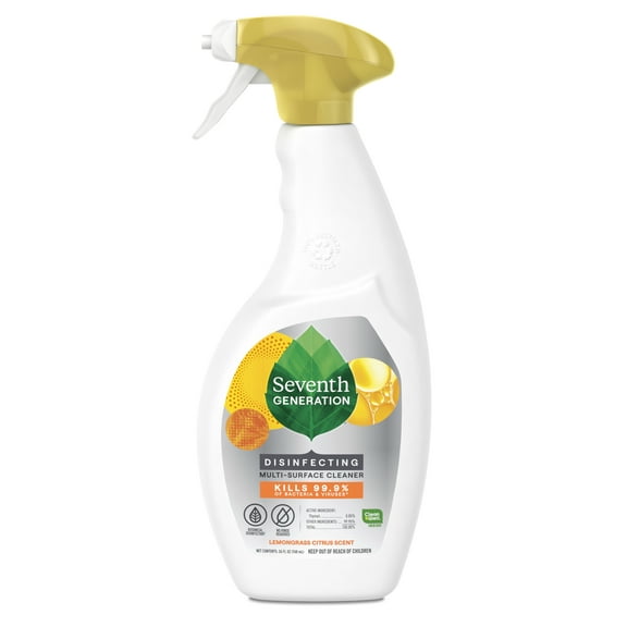 Seventh Generation Disinfecting Spray Multi-Surface Cleaner Lemongrass Citrus, 26 oz
