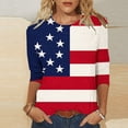 thumbnail image 2 of jjayotai American Flag Sequin Print Shirt Women Patriotic 4th of July Tops USA Flag Graphic Tee Summer Casual Blouse, 2 of 6