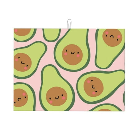 

Tebeau Cute Avocado Print Dish Drying Mat for Kitchen Counter Dish Drying Pad with Non-slip Rubber Backed Hide Stain Anti Absorbent for Kitchen Counter Drying Mat