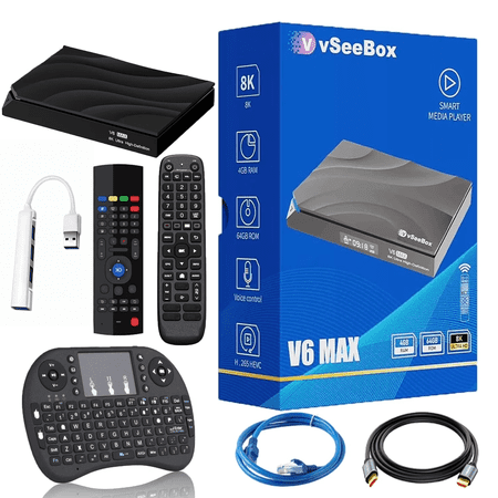 Vseebox V6 Max 4GB RAM, 64GB Storage Version Voice Control, 8K HDMI, Android 14, WIFI 6