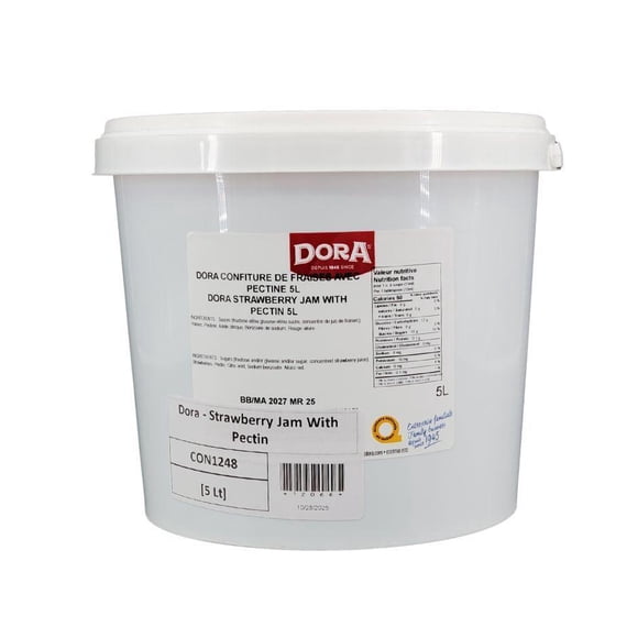 Dora Confiture de Fraises avec Pectine - 5 L - 1 Ct - Tartinade de Fruits à Haute Stabilité pour la Pâtisserie Professionnelle et le Service du Déjeuner