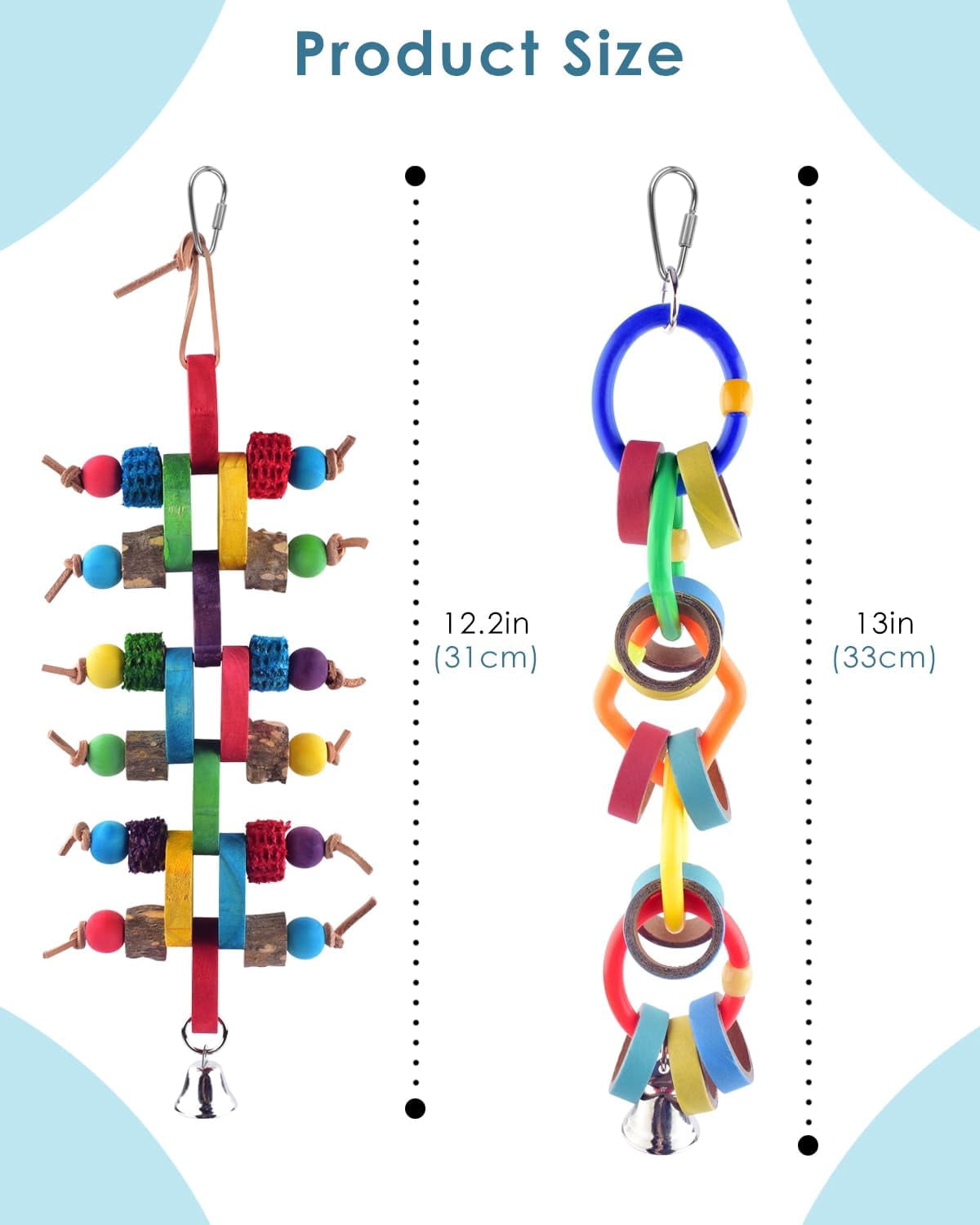 Bird Chew Toys, Multicolored Bagel Cascade Parrot Toy Biting Paper Cardboard Olympic Rings for Conures Cockatiels Cockatoos Macaws and Similar Sized Pet Birds
