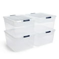 thumbnail image 1 of Rubbermaid Lot de 4 Conteneurs de Rangement de 74 Pintes avec Couvercles, Garage et Maison, Transparent, 1 of 12