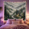 thumbnail image 2 of Cabin in Misty Pine Forest With River, Serene Watercolor for Nature Lovers, Forest Wall Art Decor, Housewarming Gift, Tapestry Wall Hanging for Living Room and Bedroom, 2 of 7