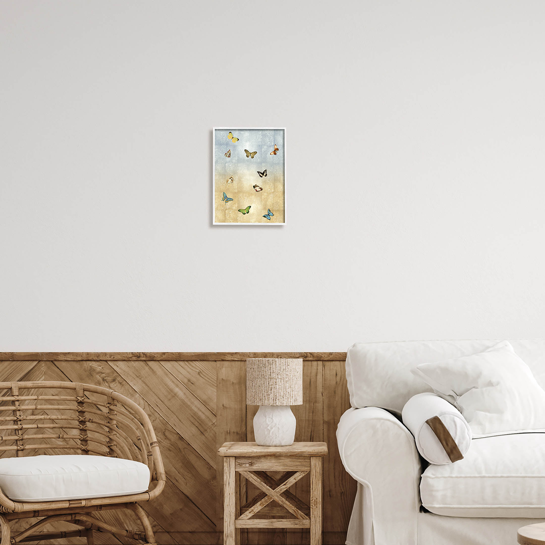 Various Butterfly Insect Pattern Animals & Insects Graphic Art White Framed Art Print Wall Art