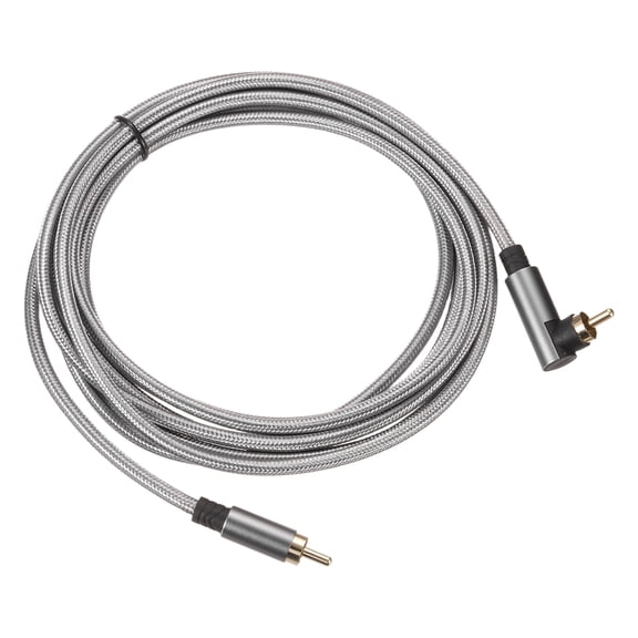 90 Degree RCA Cable 10ft, RCA to RCA Subwoofer Cable Dual Shielded Stereo Audio Cord