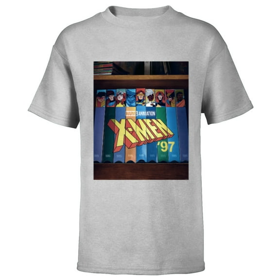 Marvel Studios X-Men ’97 Retro Cartoon VHS Videotapes Lineup- Short Sleeve T-Shirt for Kids - Customized-Athletic Heather