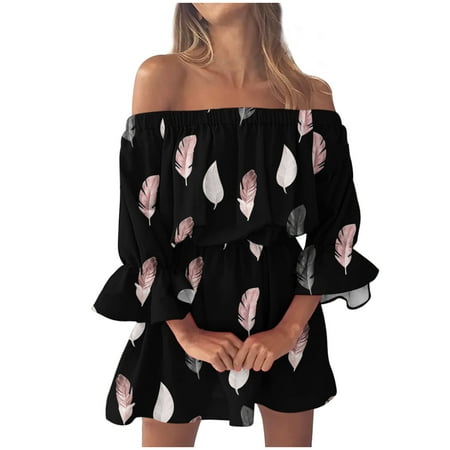 

Denim Dresses for Women Corset Dress Women One Shoulder Elegant Dresses Short Sleeve Floral Casual Dresses Loose Ruffle Wrap Dresses Flowy Dresses for Women