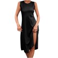 thumbnail image 1 of Vestido de corte sin mangas de color sólido con cuello redondo de verano sexy casual de moda para mujer Pompotops  ghjkhdj4825, 1 of 6