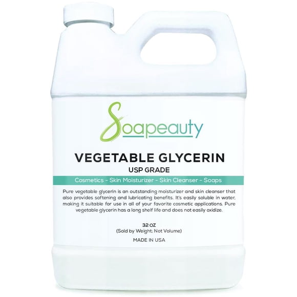 GLICERINA VEGETAL Orgánica Grado USP Sin OGM Natural | Productos cosméticos Cuidado del cabello de la piel Fabricación de jabón Usos domésticos | Jaboneauty | 32 onzas