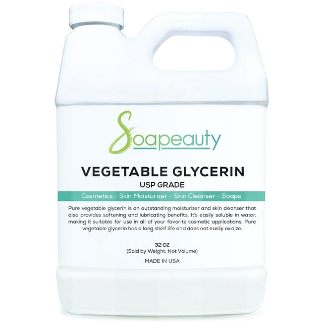 GLICERINA VEGETAL Orgánica Grado USP Sin OGM Natural | Productos cosméticos Cuidado del cabello de la piel Fabricación de jabón Usos domésticos | Jaboneauty | 32 onzas
