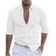thumbnail image 2 of Blusa y camisa de manga larga con cuello vuelto para hombre, blusa informal de moda con cuello vuelto y botones, blusa de manga larga para hombre, 2 of 6