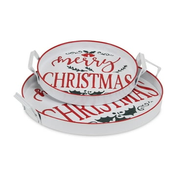 Cheungs Set Of 2 Merry Christmas Trays With Side Handles