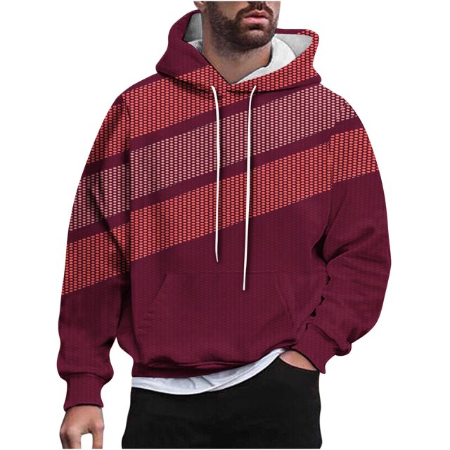 Rbaofujie Chandail en Molleton pour Hommes Mode Décontractée Chandails en Molleton à Capuche Col Rond Imprimé Pull Manches Longues Hauts Chandail en Molleton Chandail à Capuchon pour Hommes